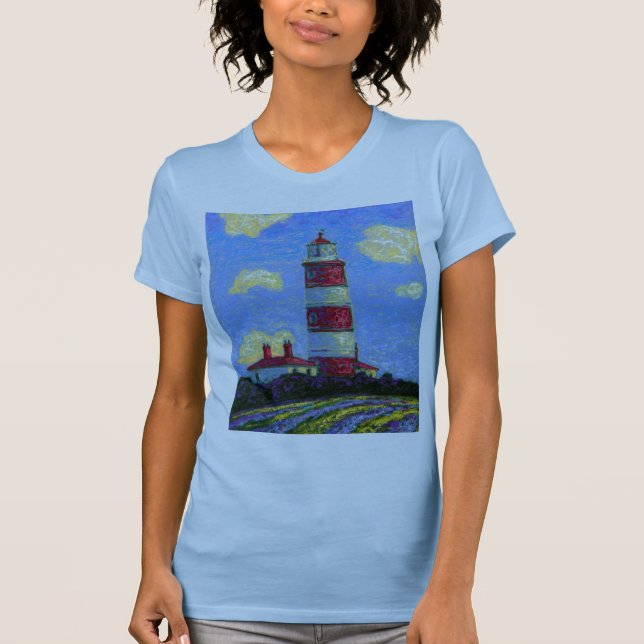 Pastel Lighthouse och Lavender Fält T-shirt (Framsida)
