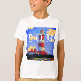 Pastel Lighthouse och Namn T Shirt