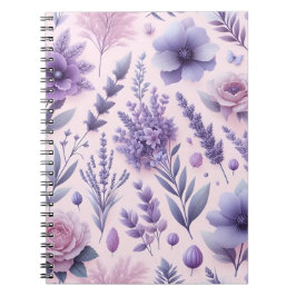 Pastel Lila Aesthetic Lavender Flower Anteckningsbok
