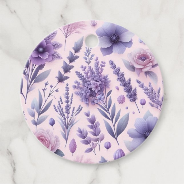 Pastel Lila Aesthetic Lavender Flower Gåvor Etiketter (Framsida)