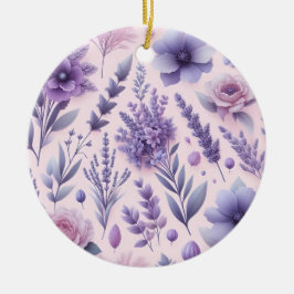 Pastel Lila Aesthetic Lavender Flower Julgransprydnad Keramik