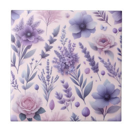 Pastel Lila Aesthetic Lavender Flower Kakelplatta