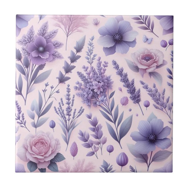 Pastel Lila Aesthetic Lavender Flower Kakelplatta (Framsidan)