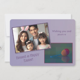 Pastel Lila Anpassningsbar Photo Crochet Egg Påsk  Julkort