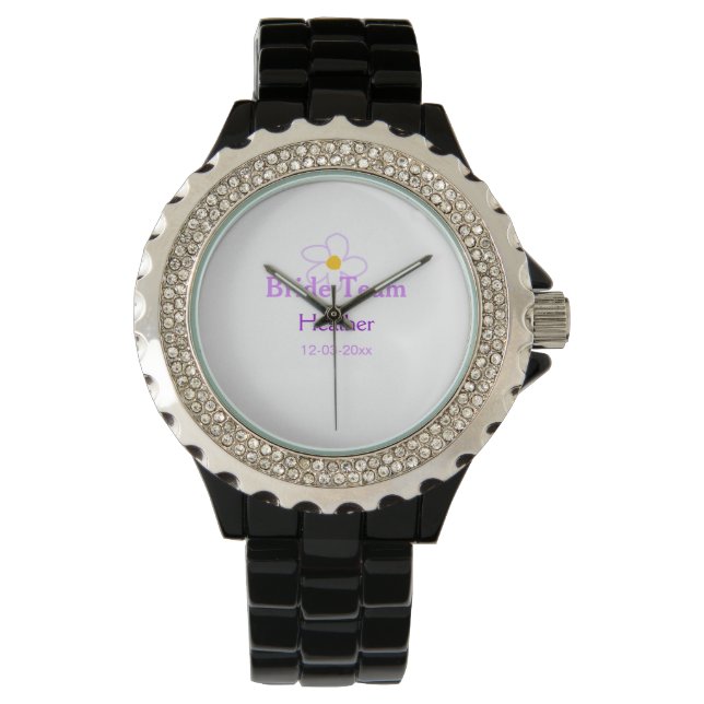 Pastel lila blombridesmaid brude team boho mo armbandsur (Framsida)