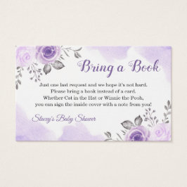 Pastel Lila Blommigt Baby Shower Bok Request Visitkort