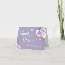 Pastel Lila Blommigt Bat mitzvah Tack Kort