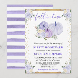 Pastel Lila Blommigt Pumpkins Fall Wedding Inbjudningar