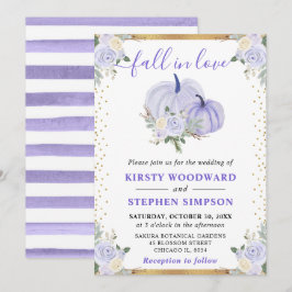 Pastel Lila Blommigt Pumpkins Fall Wedding Inbjudningar