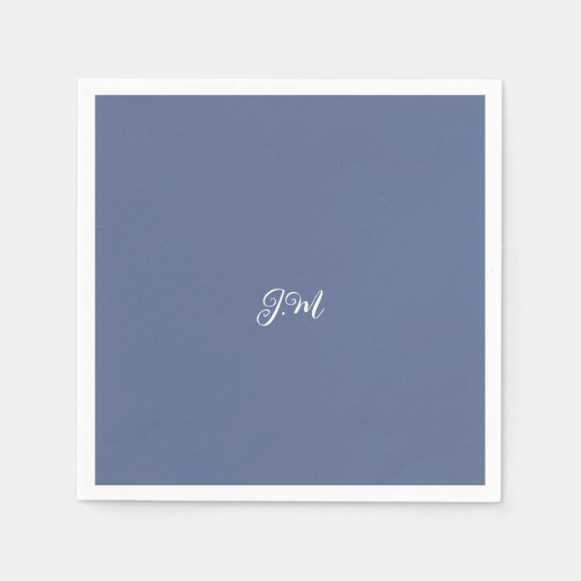 Pastel lila blue solid färg trendig initial namn pappersservett (Framsidan)