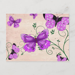 Pastel Lila Butterflies Vykort