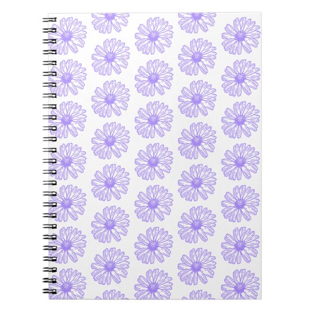 Pastel Lila Daisy Flower Print, Hippie Blommigt Anteckningsbok (Framsidan)