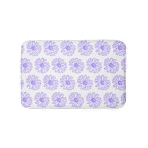 Pastel Lila Daisy Flower Print, Hippie Blommigt Badrumsmatta