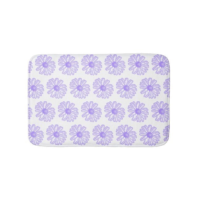 Pastel Lila Daisy Flower Print, Hippie Blommigt Badrumsmatta (Framsidan)