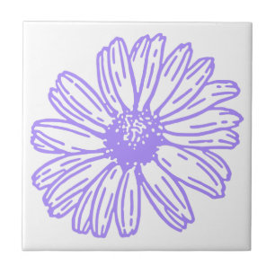 Pastel Lila Daisy Flower Print, Hippie Blommigt Kakelplatta
