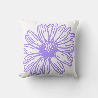Pastel Lila Daisy Flower Print, Hippie Blommigt Kudde