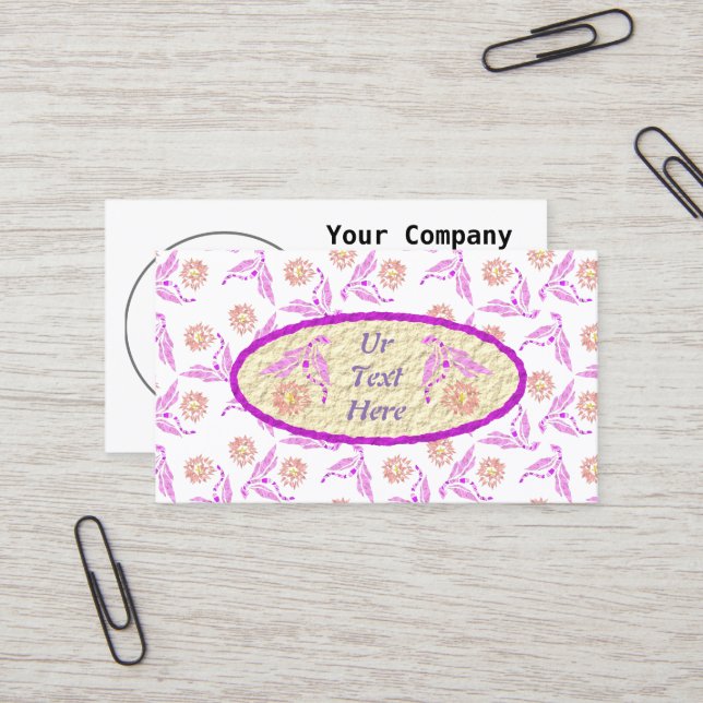 Pastel Lila Dragon Mönster Visitkort (Fram/Back In Situ)
