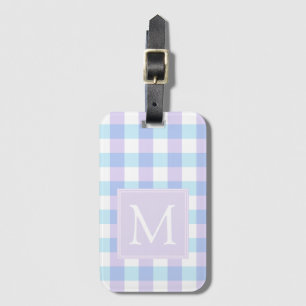 Pastel Lila Gingham Monogram Bagagebricka