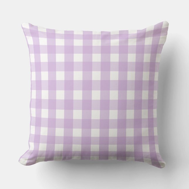 Pastel Lila Gingham Mönster Kudde (Framsida)
