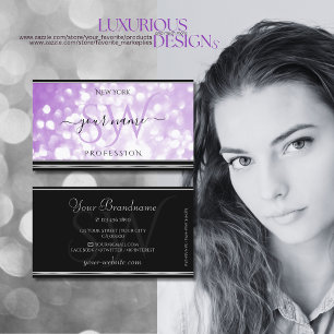 Pastel Lila Glitter Initialer Black Silver Lilac Visitkort