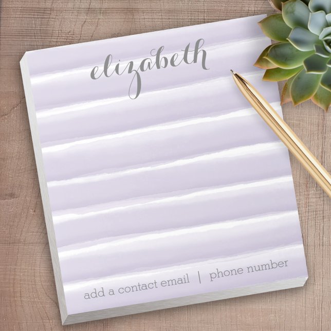Pastel Lila & Grått Rand Women's Office Suite Anteckningsblock (Personalized notepad - great for a gift or your home office)