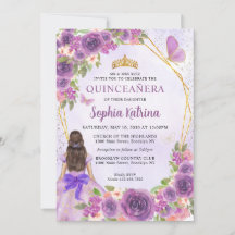 Pastel Lila Guld Blommigt Princess Quinceañera