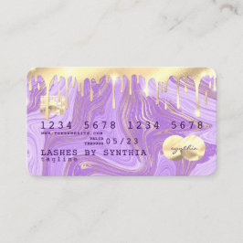 Pastel lila guld droppar marmor Kredit Card Visitkort