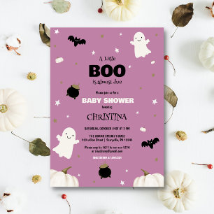 Pastel Lila Halloween Little Boo Baby Shower Inbjudningar