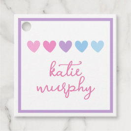Pastel Lila Heart Girls Gift Märkre Gåvor Etiketter