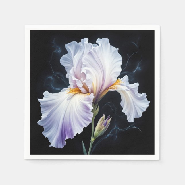Pastel Lila Iris Blommar Pappersservett (Framsidan)