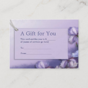 Pastel Lila Iris Blommigt Gift-certifikat Rabattkort