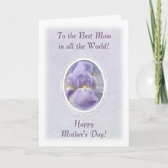 Pastel Lila Iris Mors dag Card Kort (Framsida)