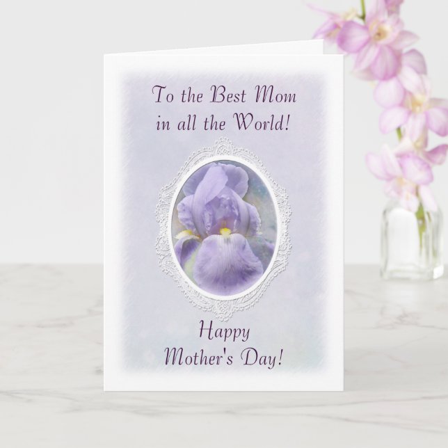 Pastel Lila Iris Mors dag Card Kort (Orkide)