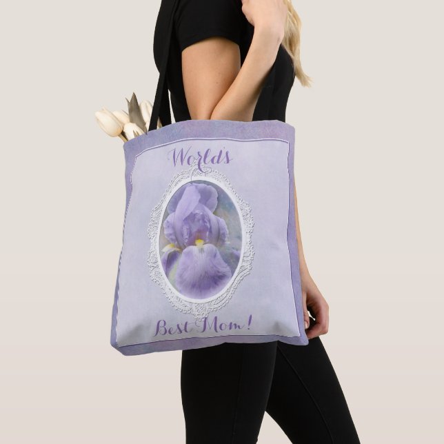 Pastel Lila Iris Mors dag Tote Bag Tygkasse (Närbild)