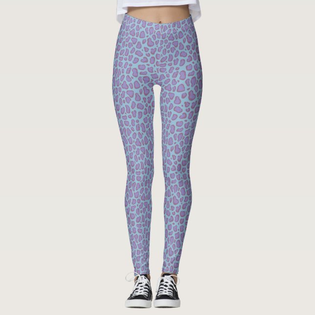 Pastel lila leopard print mönster leggings (Framsida)
