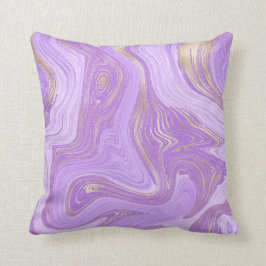 Pastel Lila Marble med Guld struktur lavender Kudde