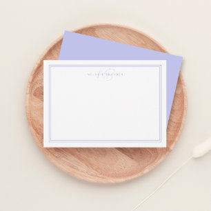 Pastel Lila Minimalist Monogram två Gräns Anteckningskort