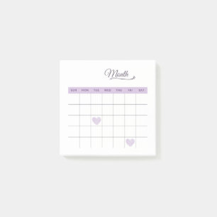 Pastel Lila Minimalistic Romantic Monthly Planne Post-it Block