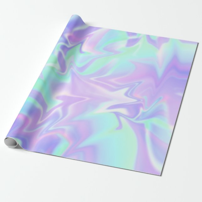 Pastel Lila och Mint-Abstrakt Presentpapper (Utrullad)