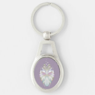 Pastel Lila Oracle Uggla Ovalt Silverfärgad Nyckelring