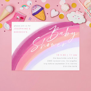 Pastel Lila Rainbow Baby Shower Inbjudningar