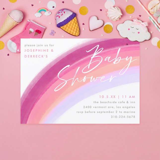 Pastel Lila Rainbow Baby Shower Inbjudningar (Skapare uppladdad)