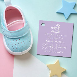 Pastel Lila Rocking Horse Baby Shower Gåvor Etiketter