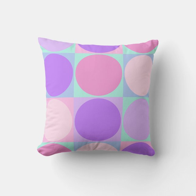 Pastel Lila Rosa Aqua Geometric Circle Shape Art Kudde (Framsida)