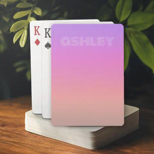 Pastel Lila Rosa Coral Ombre - stort monogram Casinokort