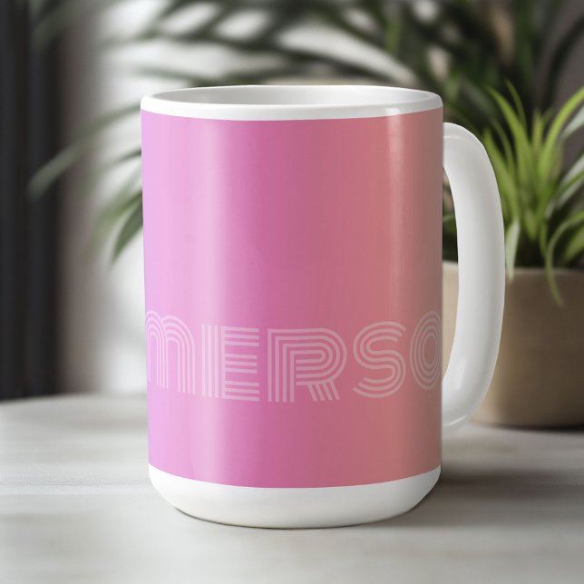 Pastel Lila Rosa Coral Ombre - stort monogram Kaffemugg (Custom Mug - Personalize with Your Name or Initials)