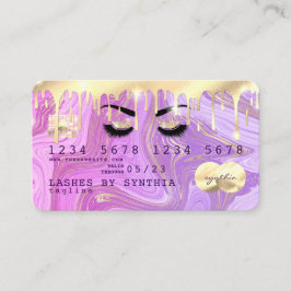 Pastel lila rosa guld droppar marmor Kredit Card Visitkort
