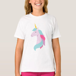 Pastel Lila Unicorn Head, Rosa and Blue Hair T Shirt