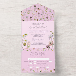 Pastel Lila Vild Flower Botanical Bröllop