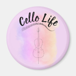 Pastel Lila Watercolor Cello Life Instrument Magnet